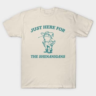 Frog Just Here For The Shenanigans T Shirt, St Patrick's Day Funny Frog Meme T-Shirt